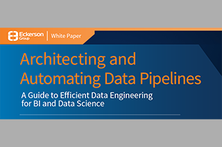 Couverture de la création d’une architecture pour les pipelines de données et automatisation par Eckerson, un guide pour une ingénierie des données efficace pour la veille commerciale et la science des données.
